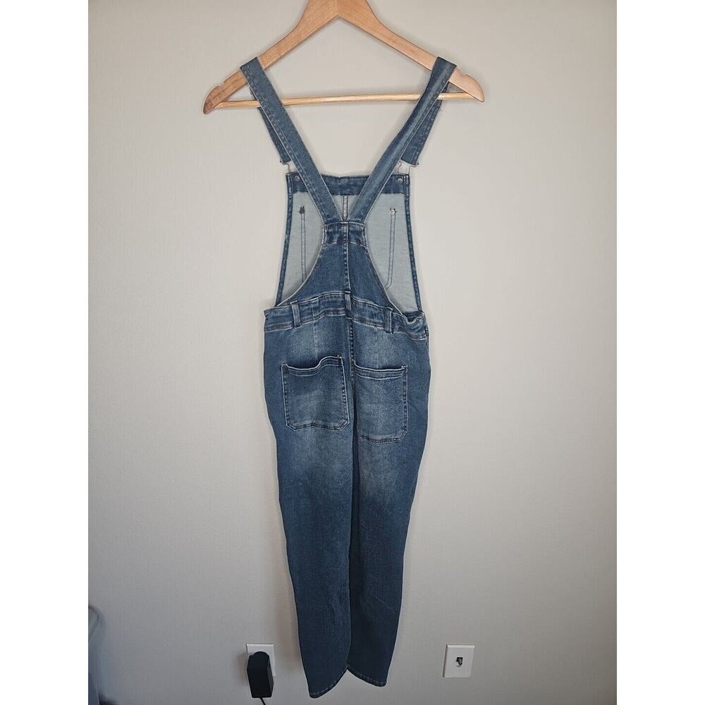 Free People‎ Women's Indigo Blue Mid Rise Skinny Denim Overalls Pants Size 25 - Picture 2 of 6